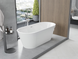 Mexen Yara baignoire autoportante rainurée 170 x 75 cm, blanche, trop-plein chromé - 52861707500-01
