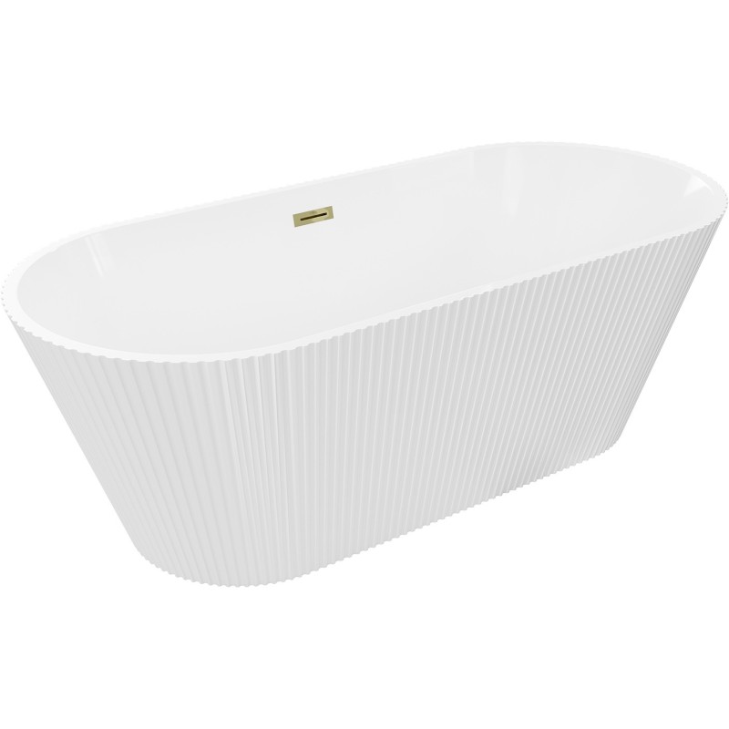 Mexen Yara baignoire autoportante rainurée 170 x 75 cm, blanche, trop-plein doré - 52861707500-50