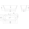Mexen Yara baignoire autoportante rainurée 170 x 75 cm, blanche, trop-plein or brossé - 52861707500-55