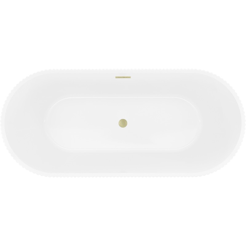 Mexen Yara baignoire autoportante rainurée 170 x 75 cm, blanche, trop-plein or brossé - 52861707500-55
