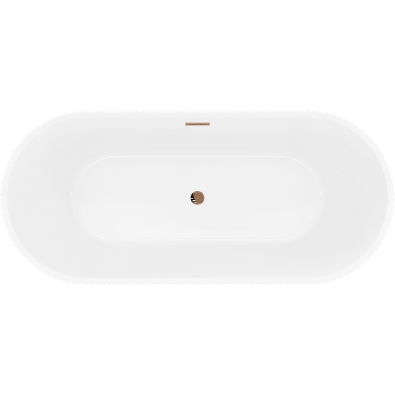 Mexen Yara baignoire autoportante rainurée 170 x 75 cm, blanche, trop-plein or rose - 52861707500-60