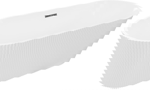 Mexen Yara baignoire autoportante rainurée 170 x 75 cm, blanche, trop-plein gris canon brossé - 52861707500-66