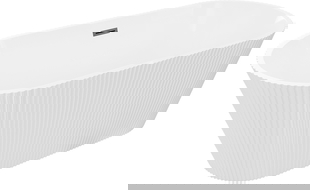 Mexen Yara baignoire îlot rainurée 170 x 75 cm, blanche, trop-plein gun gray brossé - 52861707500-66