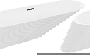 Mexen Yara baignoire autoportante cannelée 170 x 75 cm, blanche, trop-plein noir - 52861707500-70