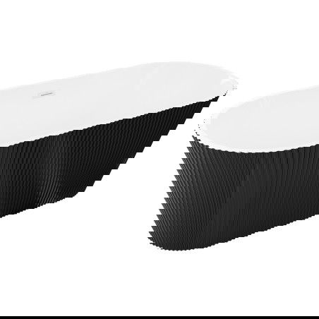 Mexen Yara baignoire îlot cannelée 170 x 75 cm, blanche/noire, trop-plein blanc - 52861707575-20