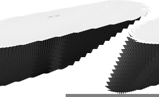 Mexen Yara baignoire îlot cannelée 170 x 75 cm, blanche/noire, trop-plein blanc - 52861707575-20