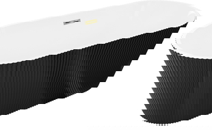 Mexen Yara baignoire autoportante rainurée 170 x 75 cm, blanc/noir, trop-plein doré - 52861707575-50