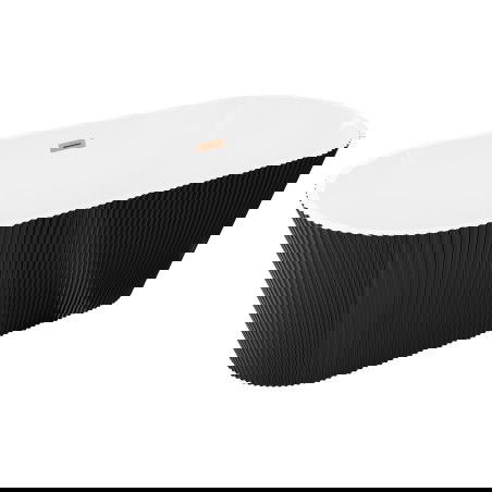 Mexen Yara baignoire autoportante rainurée 170 x 75 cm, blanc/noir, trop-plein cuivre brossé - 52861707575-65