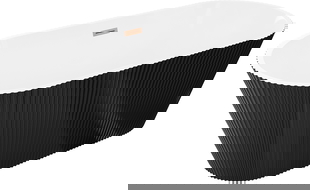 Mexen Yara baignoire autoportante rainurée 170 x 75 cm, blanc/noir, trop-plein cuivre brossé - 52861707575-65