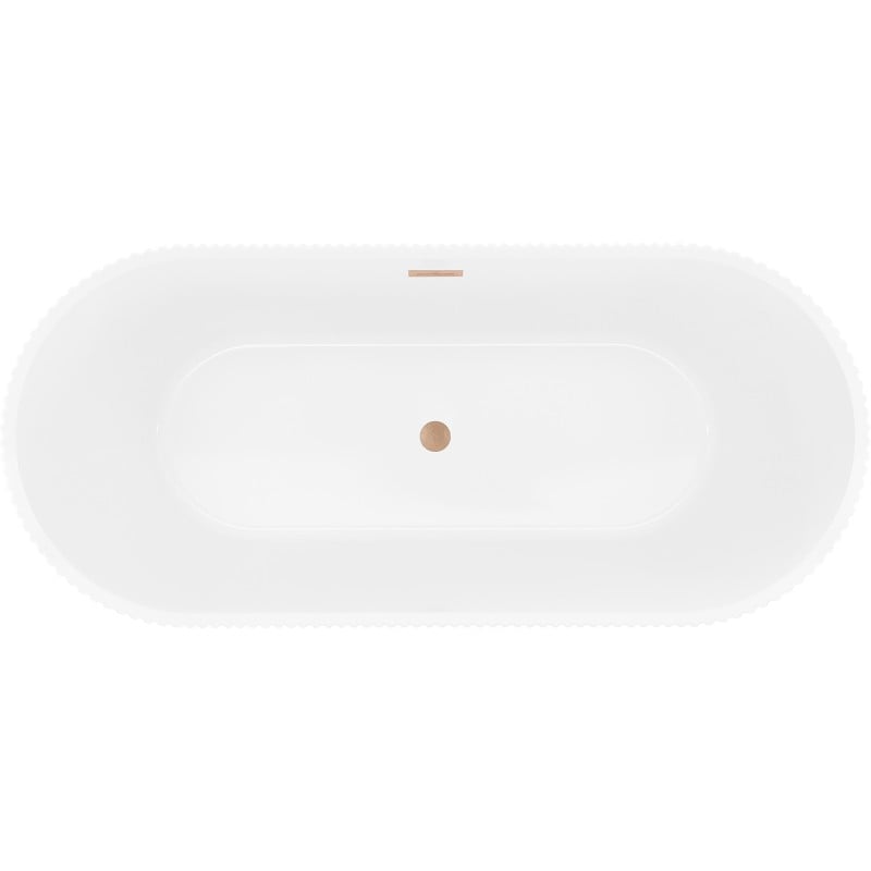 Mexen Yara baignoire autoportante rainurée 170 x 75 cm, blanc/noir, trop-plein gun gray brossé - 52861707575-66