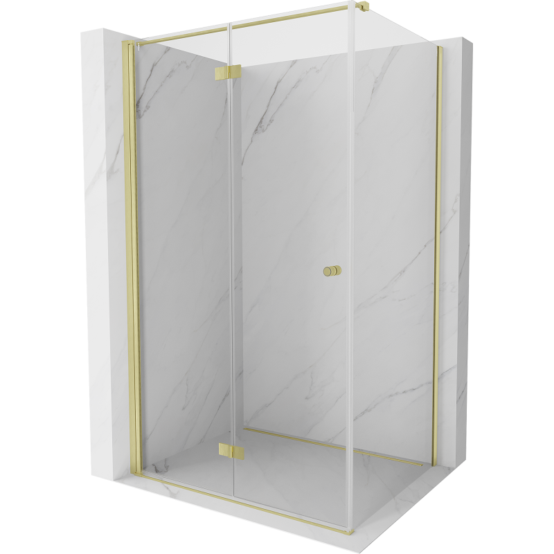Mexen Mist-F cabine de douche pliante gauche 75 x 85 cm, transparent, or brossé - 8A6T-075-085-55-00-L