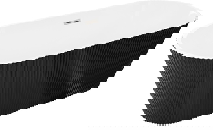 Mexen Yara baignoire autoportante rainurée 170 x 75 cm, blanc/noir, trop-plein nickel brossé - 52861707575-97