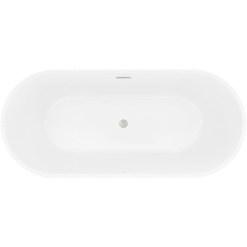 Mexen Yara baignoire autoportante rainurée 170 x 75 cm, blanc/noir, trop-plein nickel brossé - 52861707575-97