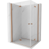 Mexen Mist-F Duo cabine de douche pliante 75 x 70 cm, transparent, cuivre brossé - 8A6-075L-070P-65-00