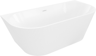 Mexen Oris baignoire autoportante murale nervurée 150 x 75 cm, blanche, trop-plein blanc - 52871507500-20