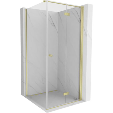 Mexen Mist-F cabine de douche pliante droite 80 x 80 cm, transparent, or brossé - 8A6T-080-080-55-00-P