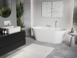 Mexen Oris baignoire autoportante murale nervurée 150 x 75 cm, blanche, trop-plein blanc - 52871507500-20