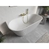 Mexen Oris baignoire autoportante murale cannelée 150 x 75 cm, blanche, trop-plein doré brossé - 52871507500-55