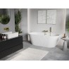 Mexen Oris baignoire autoportante murale cannelée 150 x 75 cm, blanche, trop-plein doré brossé - 52871507500-55