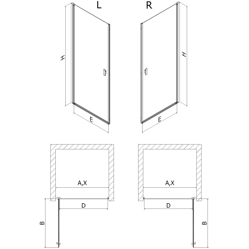 Mexen Mist-B porte de douche battante 95 cm, transparent, or brossé - 8A2-095-000-55-00