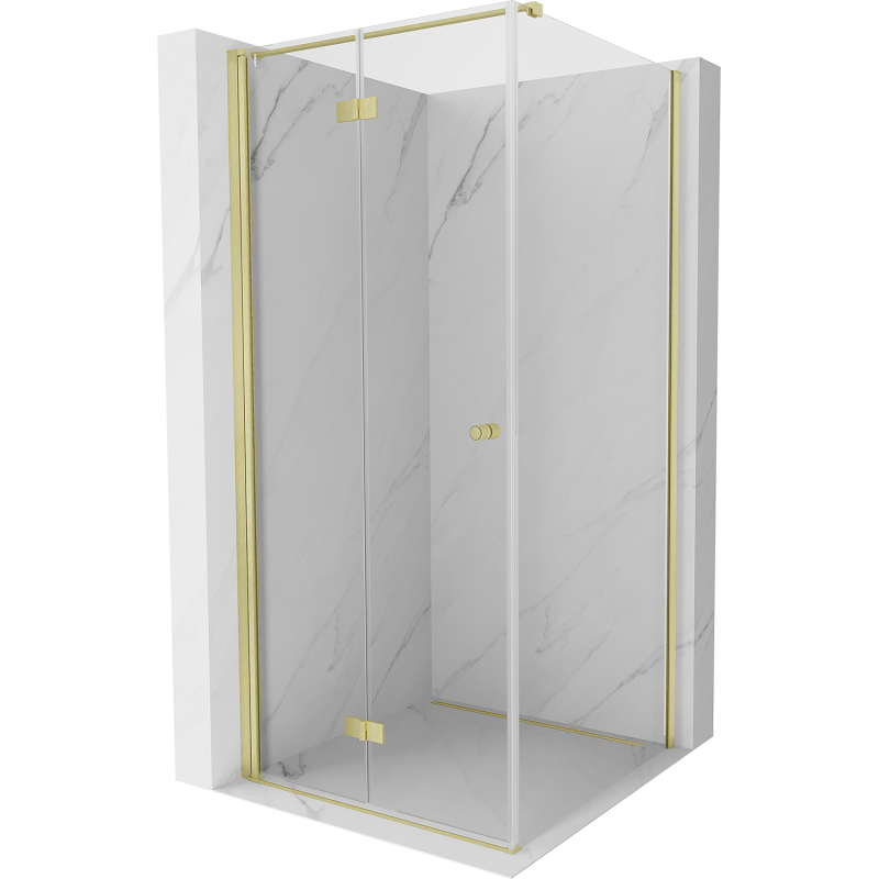 Mexen Mist-F cabine de douche pliante gauche 100 x 100 cm, transparent, or brossé - 8A6T-100-100-55-00-L