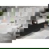 Mexen Oris baignoire autoportante murale nervurée 150 x 75 cm, blanche, trop-plein cuivre brossé - 52871507500-65