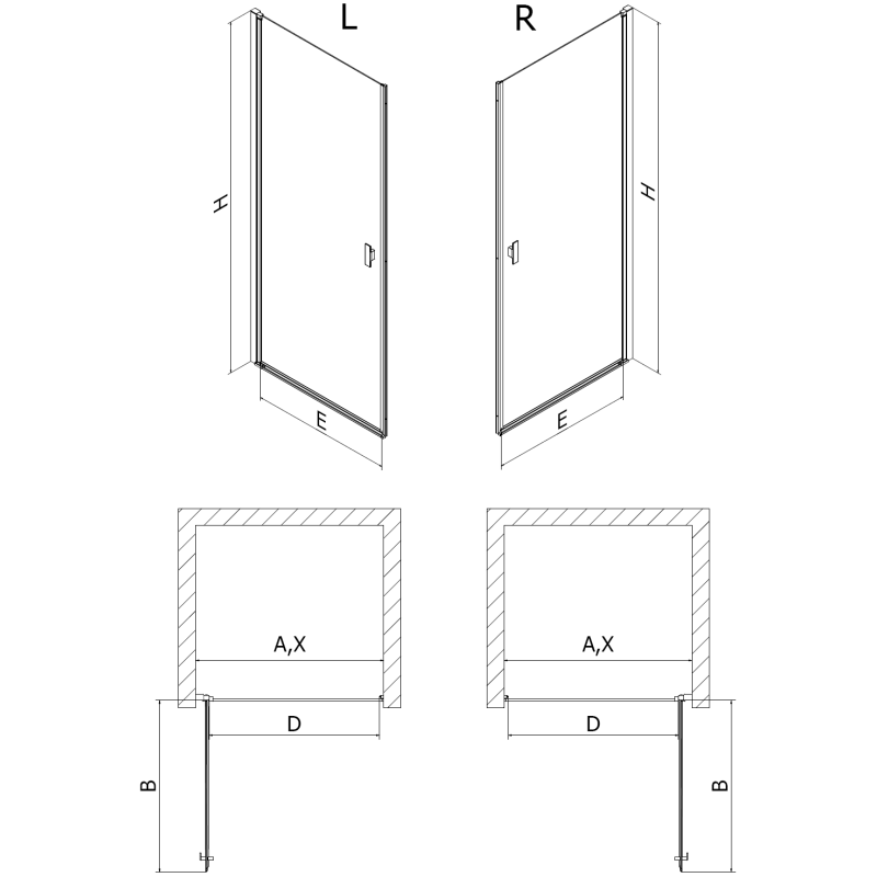 Mexen Mist-B portes de douche pivotantes 95 cm, transparent, cuivre brossé - 8A2-095-000-65-00