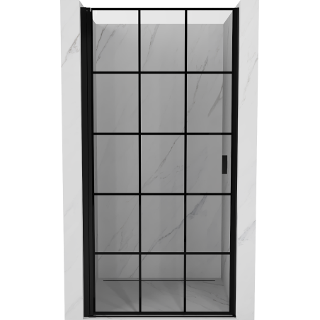 Mexen Mist-B porte de douche pivotante gauche 90 cm, grille noire, noir - 8A2-090-000-70-77-L