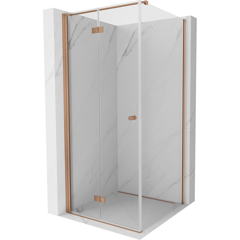 Mexen Mist-F cabine de douche pliante gauche 80 x 80 cm, transparent, cuivre brossé - 8A6T-080-080-65-00-L