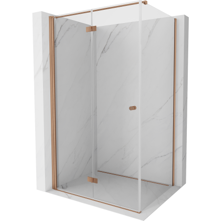 Mexen Mist-F cabine de douche pliante gauche 85 x 95 cm, transparent, cuivre brossé - 8A6T-085-095-65-00-L