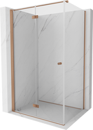 Cabine de douche pliante Mexen Mist-F T gauche 70 x 100 cm, transparente, cuivre brossé - 8A6T-070-100-65-00-L