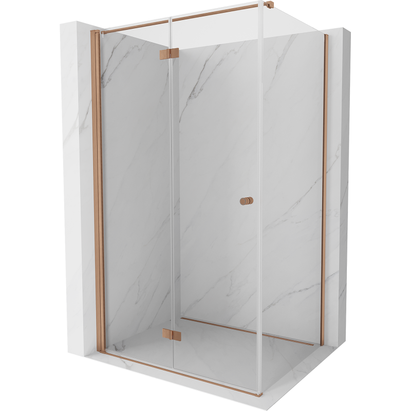 Mexen Mist-F cabine de douche pliante gauche 80 x 100 cm, transparent, cuivre brossé - 8A6T-080-100-65-00-L