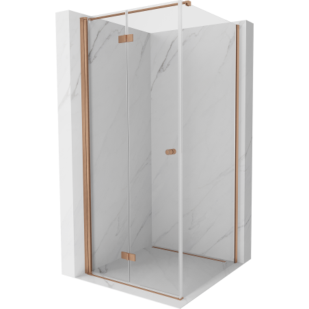 Mexen Mist-F cabine de douche pliante gauche 110 x 110 cm, transparent, cuivre brossé - 8A6T-110-110-65-00-L