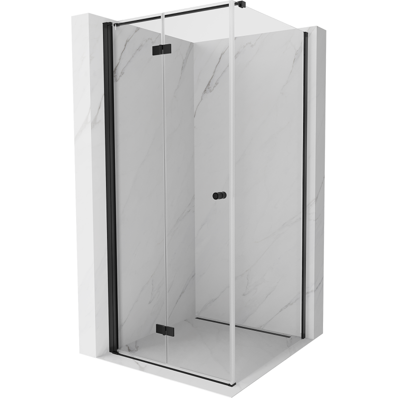 Mexen Mist-F cabine de douche pliante gauche 85 x 85 cm, transparent, noir - 8A6T-085-085-70-00-L