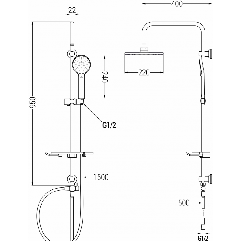 Mexen T40 colonne de douche, or rose - 798404093-60