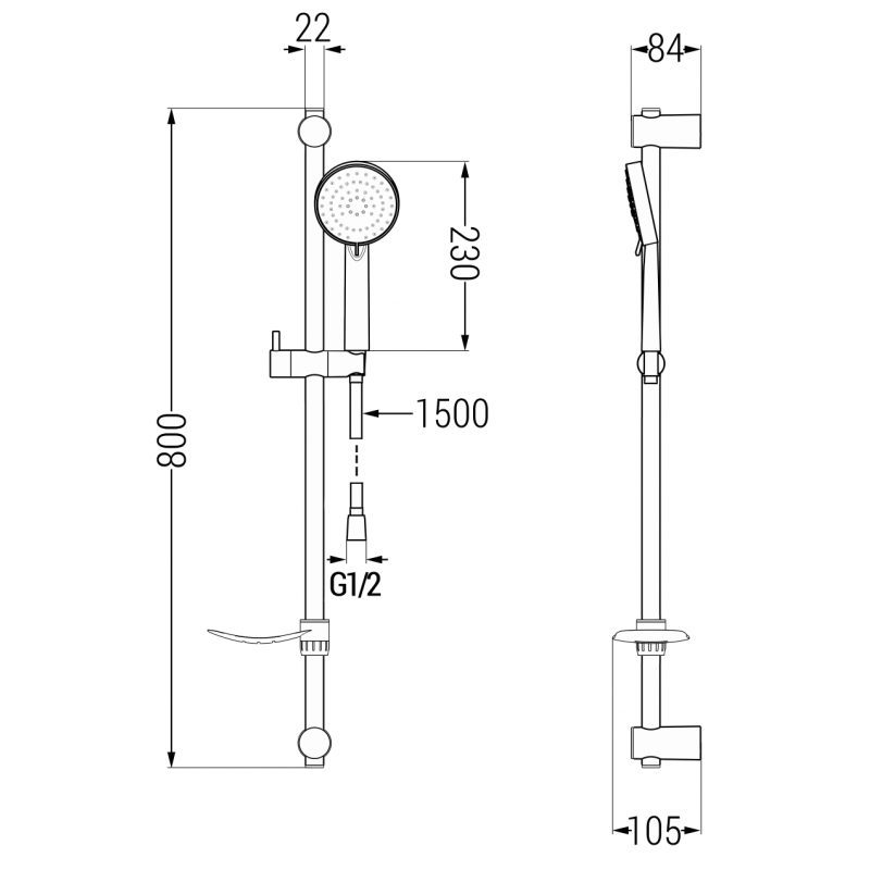 Mexen DF75 ensemble de douche coulissant, chrome - 785754582-00