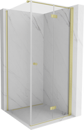 Mexen Mist-F cabine de douche pliante droite 95 x 95 cm, transparent, or brossé - 8A6T-095-095-55-00-P