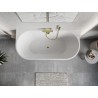 Mexen Oris baignoire autoportante murale nervurée 150 x 75 cm, blanche/grise, trop-plein doré - 52871507562-50