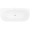 Mexen Oris baignoire autoportante murale nervurée 150 x 75 cm, blanche/grise, trop-plein doré - 52871507562-50