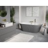 Mexen Oris baignoire autoportante murale nervurée 150 x 75 cm, blanche/grise, trop-plein doré - 52871507562-50