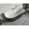 Mexen Oris baignoire autoportante murale nervurée 150 x 75 cm, blanche/grise, trop-plein doré - 52871507562-50