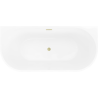 Mexen Oris baignoire autoportante murale rainurée 150 x 75 cm, blanche/grise, trop-plein doré brossé - 52871507562-55