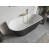 Mexen Oris baignoire autoportante murale rainurée 150 x 75 cm, blanche/grise, trop-plein doré brossé - 52871507562-55