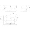 Mexen Oris baignoire autoportante encastrée rainurée 150 x 75 cm, blanc/gris, trop-plein or rose - 52871507562-60