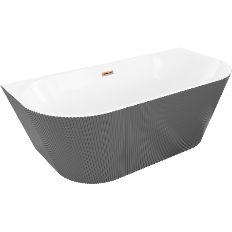 Mexen Oris baignoire autoportante encastrée rainurée 150 x 75 cm, blanc/gris, trop-plein or rose - 52871507562-60