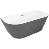 Mexen Oris baignoire autoportante encastrée rainurée 150 x 75 cm, blanc/gris, trop-plein or rose - 52871507562-60