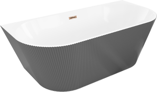 Mexen Oris baignoire autoportante encastrée rainurée 150 x 75 cm, blanc/gris, trop-plein or rose - 52871507562-60