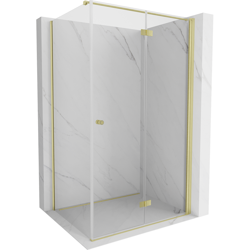 Mexen Mist-F cabine de douche pliante droite 95 x 120 cm, transparent, or brossé - 8A6T-095-120-55-00-P