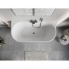 Mexen Oris baignoire îlot contre le mur rainurée 150 x 75 cm, blanche/grise, trop-plein gris canon brossé - 52871507562-66