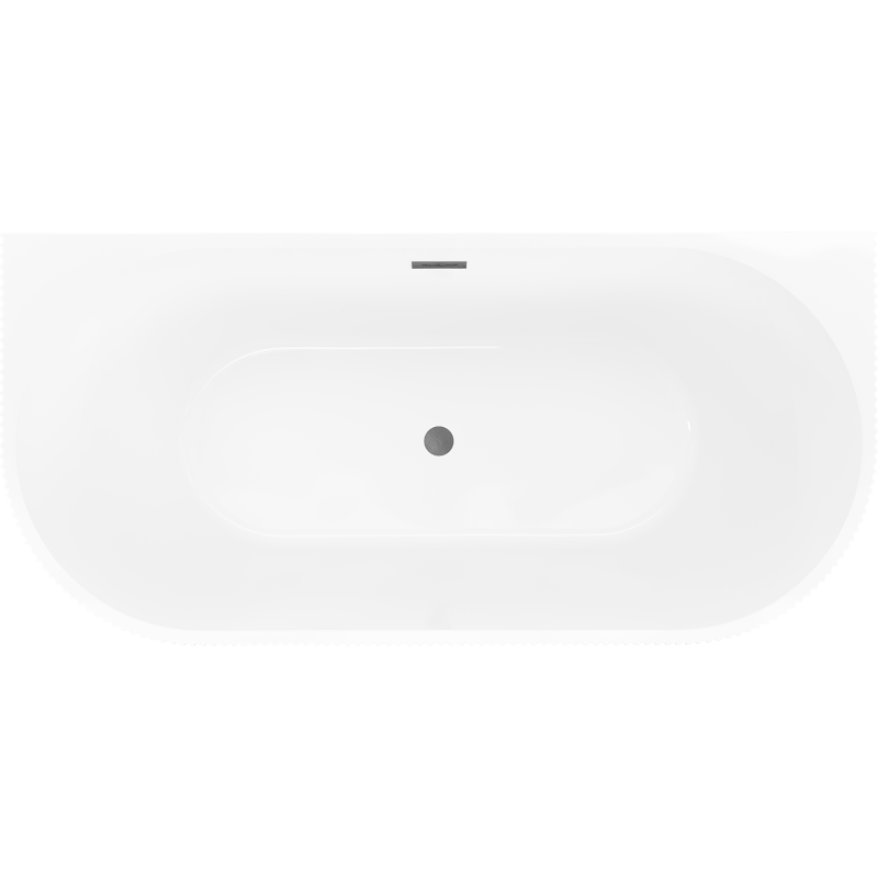 Mexen Oris baignoire autoportante murale rainurée 150 x 75 cm, blanc/gris, trop-plein gun gray brossé - 52871507562-66